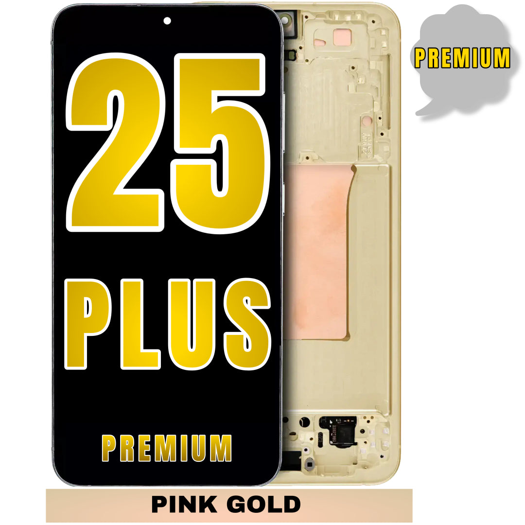 For Samsung Galaxy S25 Plus 5G OLED Screen Replacement With Frame (Premium) (Pinkgold)
