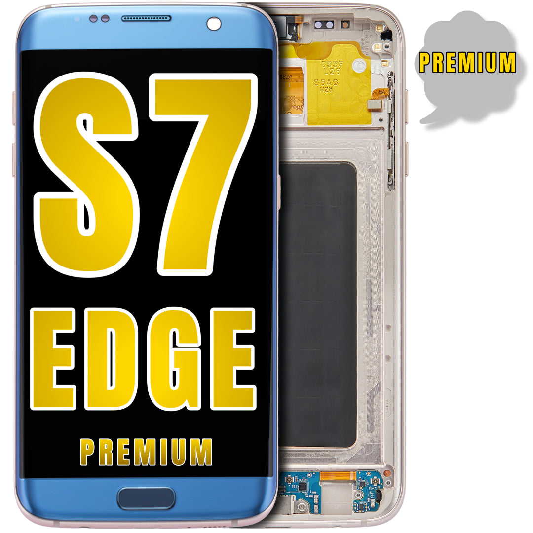 For Samsung Galaxy S7 Edge OLED Screen Replacement With Frame (Premium) (Coral Blue)
