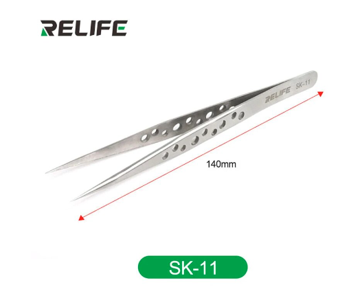 RELIFE SK-11 / 15 Industrial Tweezers Electronics Anti-static Curved Straight Tip Precision Stainless Forceps Phone Repair Tools