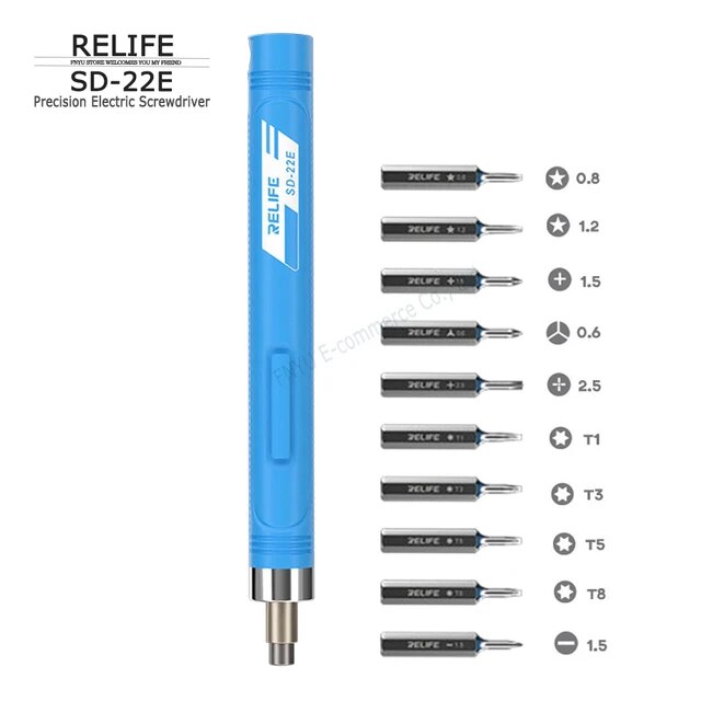 RELIFE SD-22E Rechargeable Electric Cordless Screwdriver Repair Tool With 10 Pcs S2 Steel Bit Head