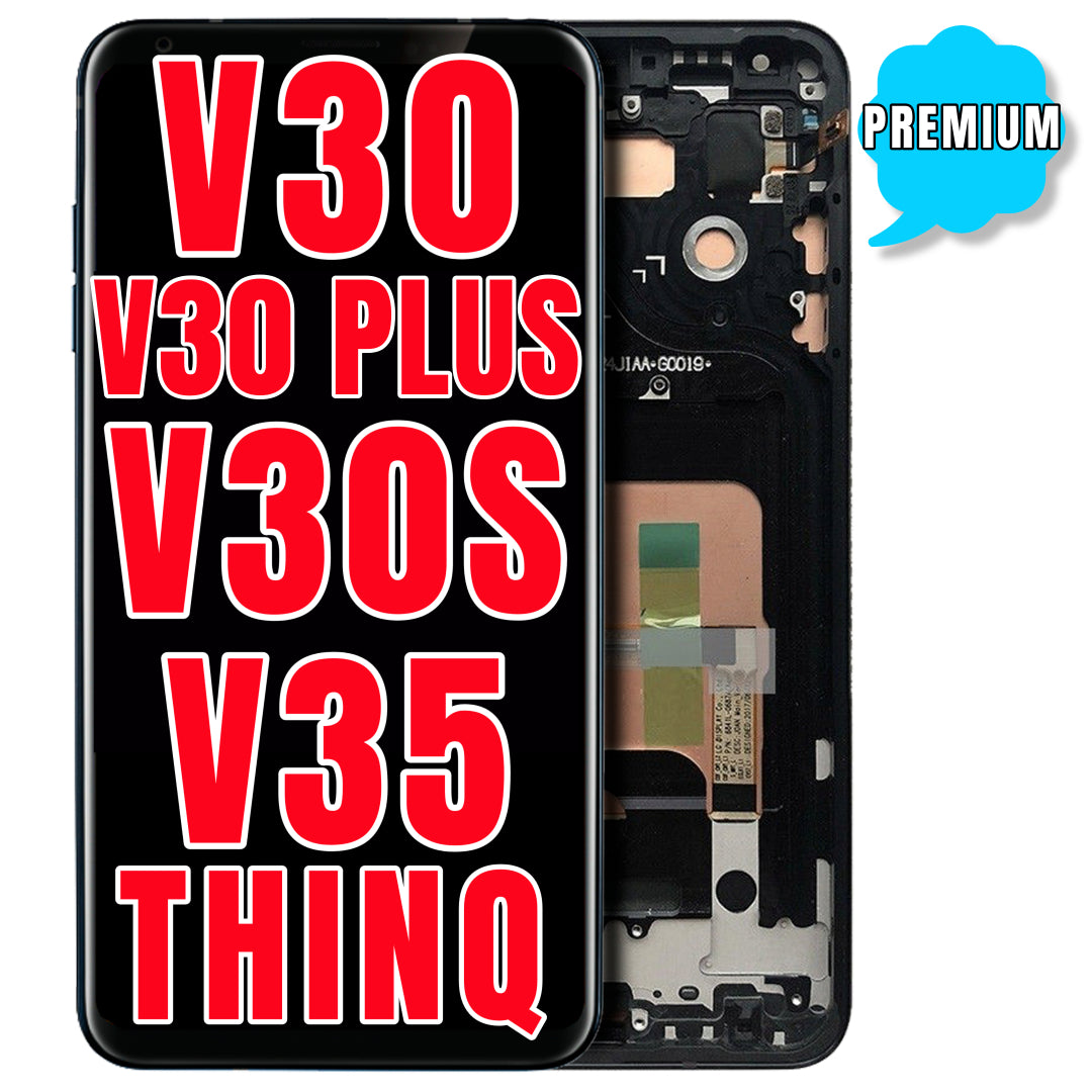 LG V30 / V30 Plus / V30S / V35 ThinQ LCD Screen Replacement With Frame (Premium) (Black)