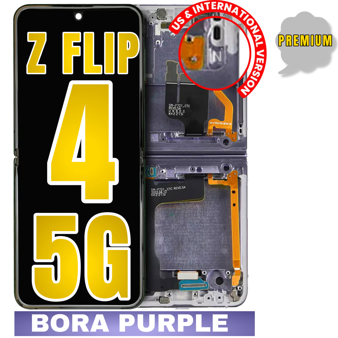 For Samsung Galaxy Z Flip 4 5G OLED Inner Screen Replacement With Frame / US & International Version (Premium) (Bora Purple)