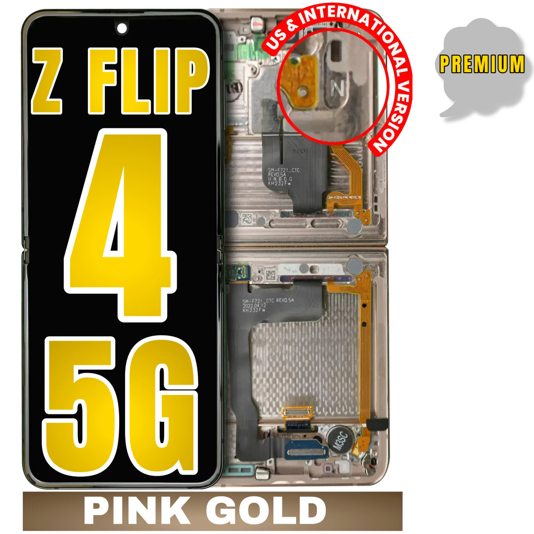 For Samsung Galaxy Z Flip 4 5G OLED Inner Screen Replacement With Frame / US & International Version (Premium) (Pink Gold)