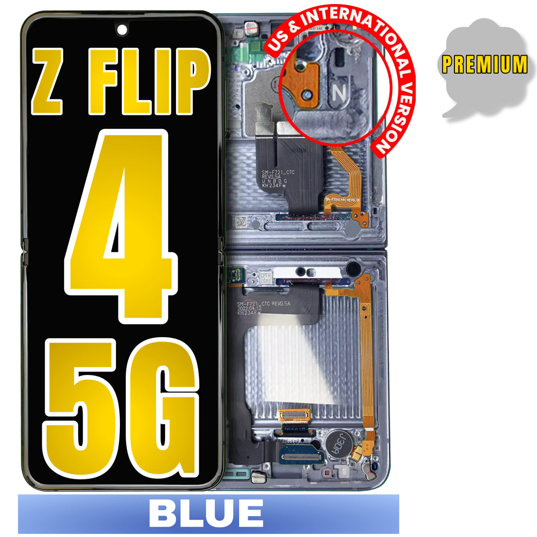For Samsung Galaxy Z Flip 4 5G OLED Inner Screen Replacement With Frame / US & International Version (Premium) (Blue)