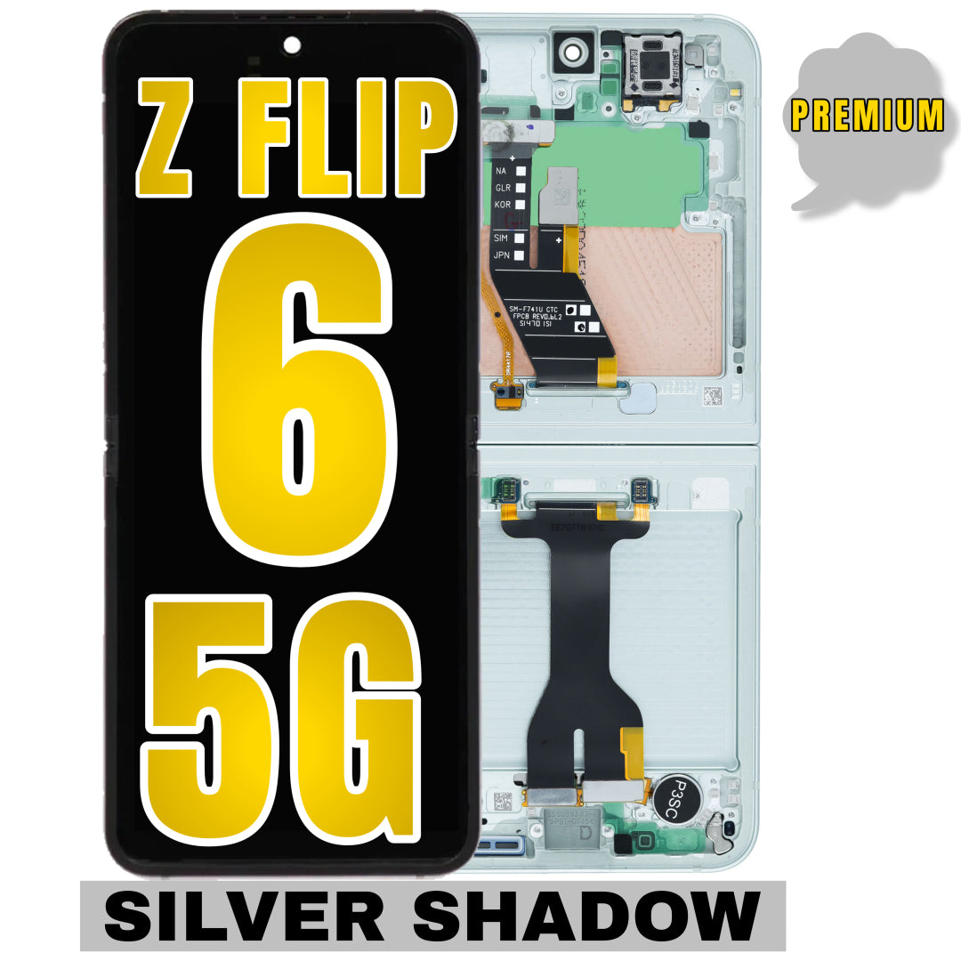 For Samsung Galaxy Z Flip 6 5G OLED Inner Screen Replacement With Frame / US & International Version (Premium) (Silver Shadow)