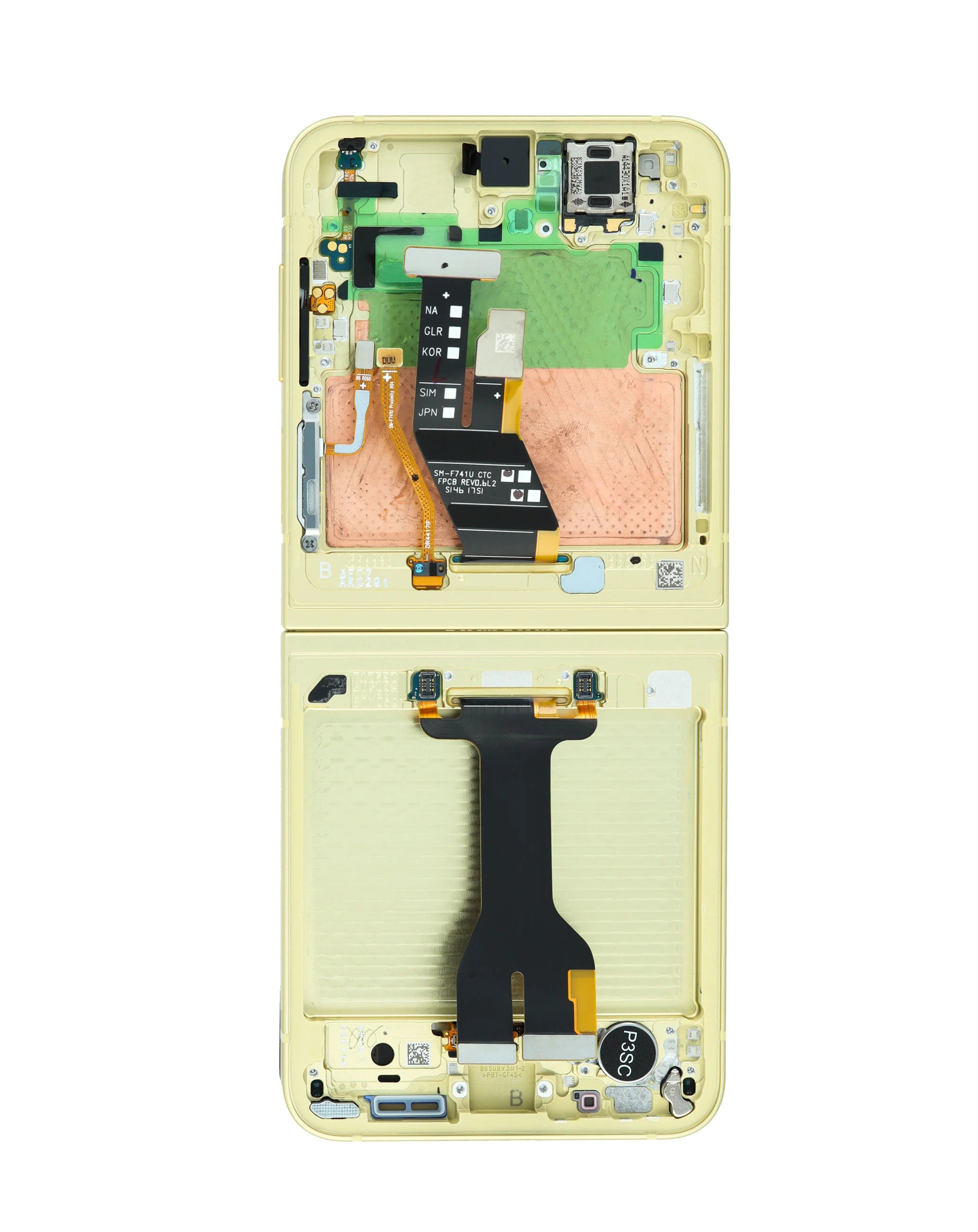 For Samsung Galaxy Z Flip 6 5G OLED Inner Screen Replacement With Frame / US & International Version (Premium) (Yellow)